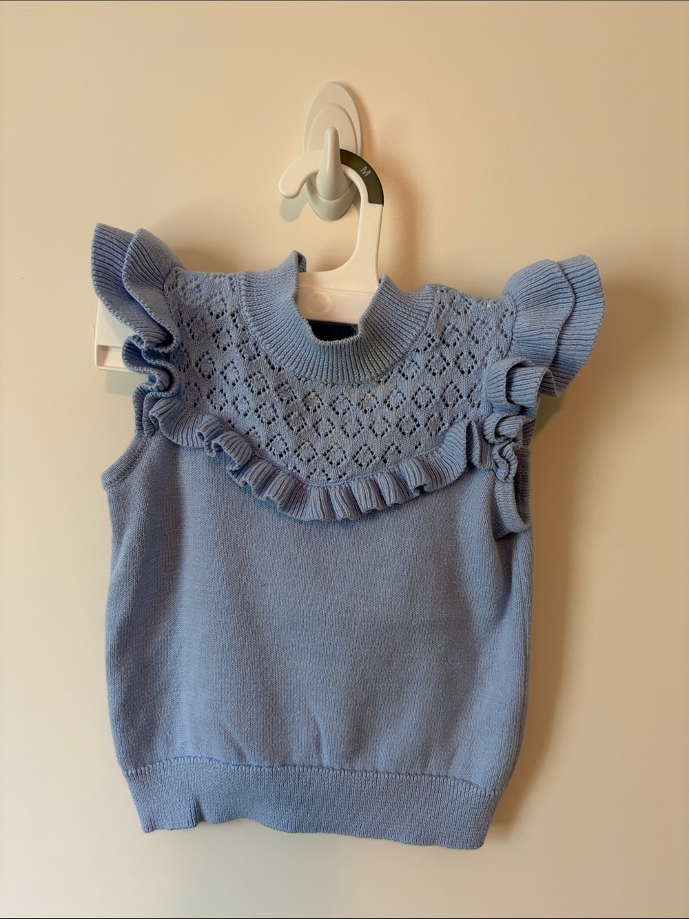 Janie and Jack Light Blue Knit Ruffle Tank Top